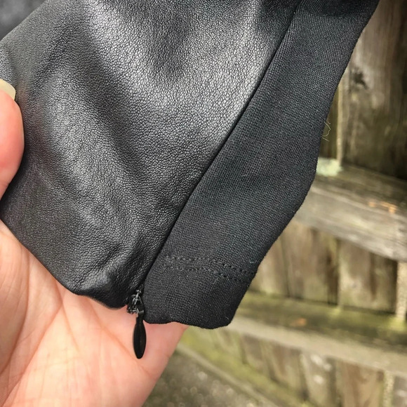 THEORY BRISTOL LEATHER RAGLAN TOP - Picture 8 of 10